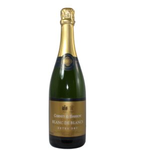 Bottle of Corney & Barrow Banc De Blancs Champagne with a white background